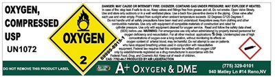 A+ Oxygen   Dme Oxygen Label 2